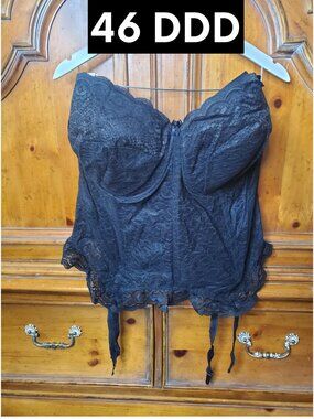 Vintage Goddess Lace Corset Bustier Plus Size New Old Stock 46DDD